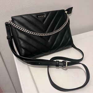 DKNY purse crossbody quilted Women black chain shoulder bag ajustable small